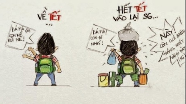 Trước Tết, chẳng mang được gì về cho gia đình thì sau Tết, bố mẹ đã nhét vào ba lô nào là bánh trái