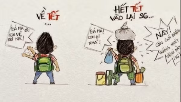 Trước Tết, chẳng mang được gì về cho gia đình thì sau Tết, bố mẹ đã nhét vào ba lô nào là bánh trái để chúng mình trở lại thành phố. Trước Tết, chẳng mang được gì về cho gia đình thì sau Tết, bố mẹ đã nhét vào ba lô nào là bánh trái