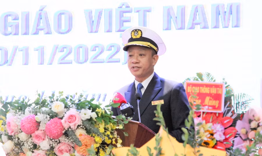 PGS.TS Phạm Xuân Dương - Hiệu trưởng Trường Đại học Hàng hải Việt Nam phát biểu.