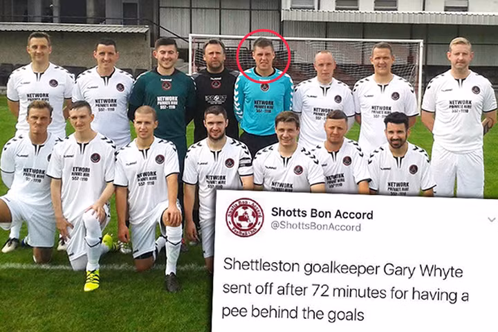 Bị phạt thẻ đỏ vì…tiểu tiện trên sân