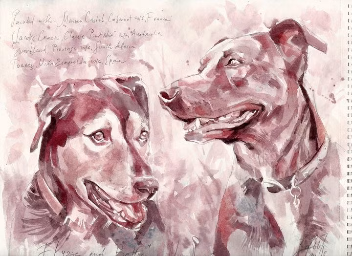 Một tác phẩm được vẽ bằng rượu vang.