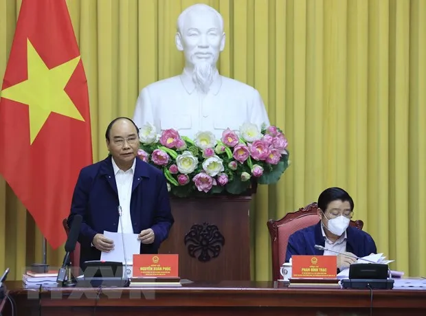 Chủ tịch nước Nguyễn Xuân Phúc phát biểu. (Ảnh: Thống Nhất/TTXVN).