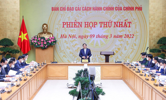 Thủ tướng Phạm Minh Chính, Trưởng Ban Chỉ đạo cải cách hành chính của Chính phủ, chủ trì Phiên họp lần thứ nhất của Ban Chỉ đạo - Ảnh: VGP