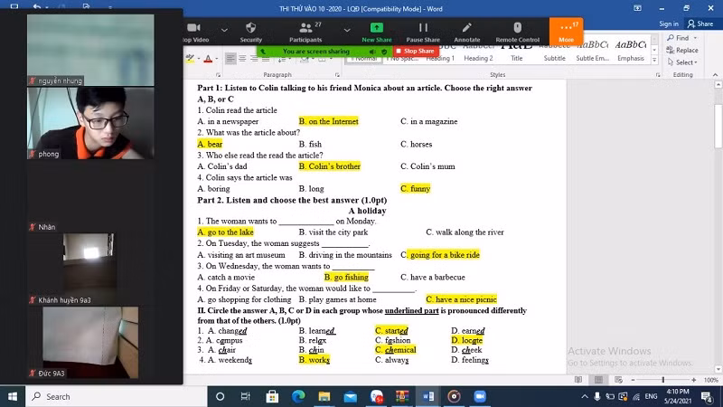 Khắc phục khó khăn, học sinh miệt mài ôn thi vào lớp 10.