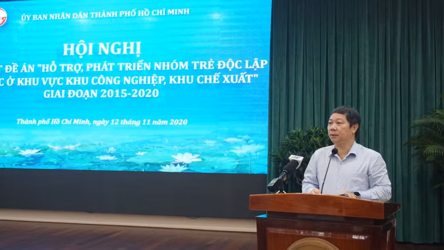 Phó Chủ tịch UBND TP.HCM Dương Anh Đức phát biểu tại hội nghị. Ảnh Q.N