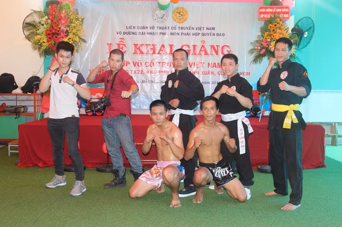 Các võ sinh tại Lễ khai giảng khóa đầu tiên tại Trường MN Duy Nhật Tân, Quận 12, TP HCM