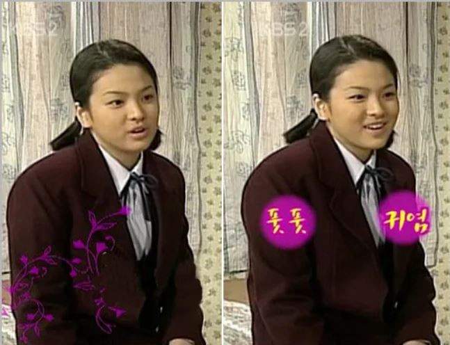 Năm 1996, Song Hye Kyo lần đầu tiên xuất hiện trên màn ảnh, cũng trong bộ phim truyền hình "Mối tình đầu". Vào thời điểm đó, cô đóng một vai rất nhỏ, một học sinh được dạy kèm bởi nhân vật chính Hyo Kyung. Năm 1996, Song Hye Kyo lần đầu tiên xuất hiện trên màn ảnh, cũng trong bộ phim truyền hình "Mối tình đầu". Vào thời điểm đó, cô đóng một vai rất nhỏ, một học sinh được dạy kèm bởi nhân vật chính Hyo Kyung.