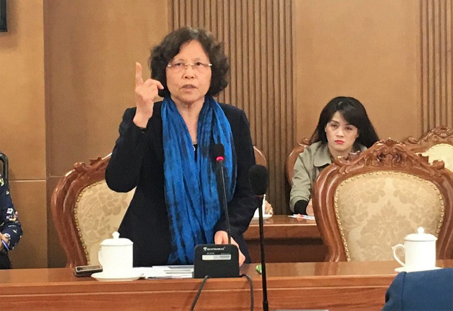 Cô Nguyễn Thị Hiền - Chủ tịch Hội đồng Quản trị Trường Tiểu học Đoàn Thị Điểm - phát biểu tại Hội thảo Cô Nguyễn Thị Hiền - Chủ tịch Hội đồng Quản trị Trường Tiểu học Đoàn Thị Điểm - phát biểu tại Hội thảo