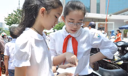 Học sinh trong kỳ thi tuyển vào lớp 6 Trường chuyên Hà Nội - Amsterdam, Hà Nội.