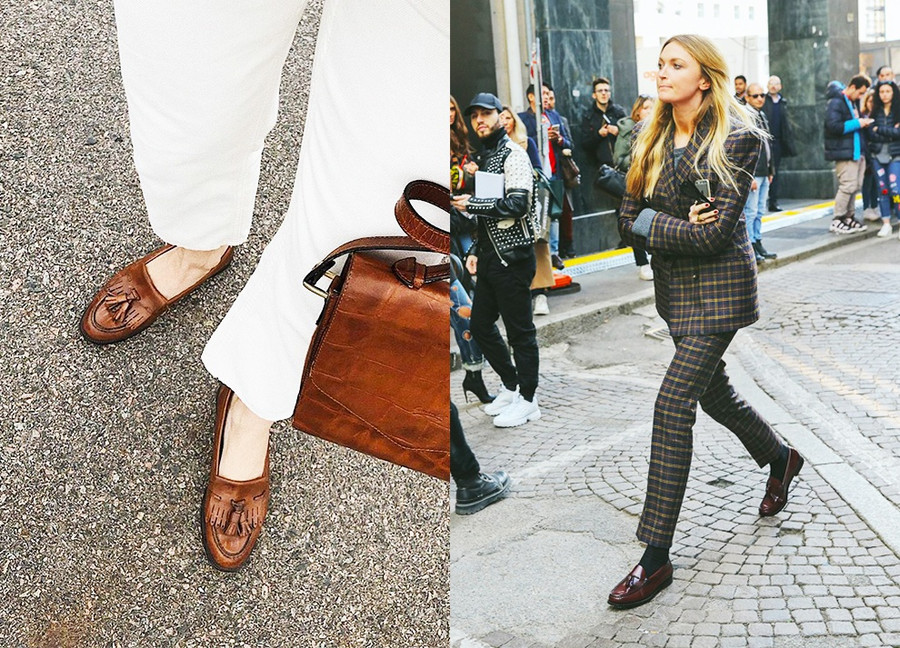 Tương tự giày gót nhọn bít mũi đen, giày loafers cũng là người bạn thân của phái đẹp mỗi khi đến văn phòng hay trong tình huống đòi hỏi sự trang trọng. Loại giày đế bệt này có ưu điểm là mang lại sự thoải mái tối đa khi bạn cần đi bộ nhiều. Hãy chọn cho mình đôi giày loafers cho lần dạo phố vào dịp năm mới nhé! Ảnh: @frejaura, vogue. 8 kieu giay cac co gai nen mua ngay trong nam 2020 hinh anh 5