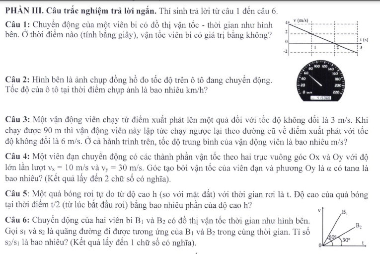 Câu hỏi trắc nghiệm trả lời ngắn trong đề minh họa cấu trúc định dạng đề thi môn Vật lí tốt nghiệp THPT từ năm 2025.