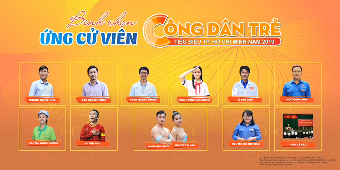 Danh sách các ứng viên Công dân trẻ tiêu biểu TP.HCM năm 2019. Ảnh: Thành Đoàn TP.HCM
