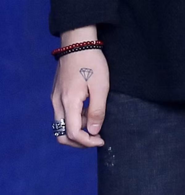 Tại vị trí giữa ngón tay cái và trỏ của Sơn Tùng M-TP là hình xăm viên kim cương, tương đồng với vị trí hình xăm khuôn mặt cười bên tay trái của G-Dragon. Những hình xăm giống nhau của Sơn Tùng và G-Dragon