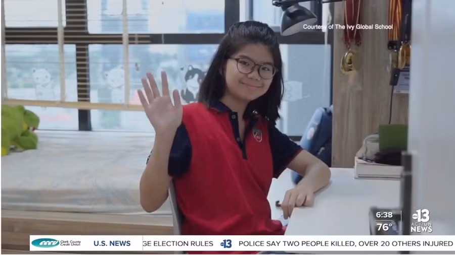 Nguyễn Xuân Hà My gửi lời chào tới người bạn của mình ở Mỹ.