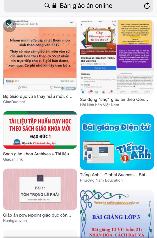 Những giáo án soạn sẵn được mời chào trên mạng. Ảnh: IT
