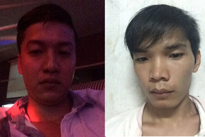 Hai nghi can Nguyễn Hải Dương (trái) và Vũ Văn Tiến bị bắt.