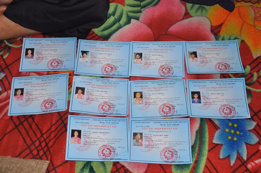 Cả gia đình có đến 10 cái giấy chứng nhận khuyết tật.