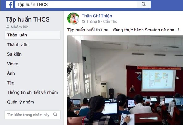 Facebook nhóm được sử dụng trong tập huấn giáo viên