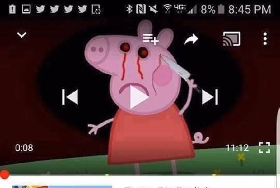 Hình ảnh bạo lực trong video trá hình "Peppa Pig".