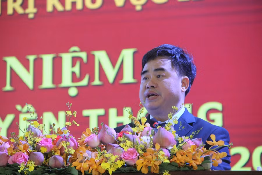 PGS.TS Phạm Minh Tuấn, Giám đốc Học viện Chính trị khu vực II đọc diễn văn kỷ niệm 70 năm truyền thống của đơn vị