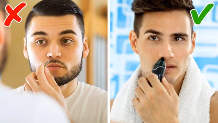 5. Nhổ lông mũi: Lông mũi vốn là hàng rào bảo vệ cho sức khỏe khi thường xuyên phải hít thở không khí ô nhiễm từ môi trường. Loại bỏ chúng khiến cơ thể dễ gặp các chứng bệnh như dị ứng, hen suyễn. Hơn nữa, nhổ lông mũi thường gây ra đau đớn, dẫn đến nguy cơ nhiễm trùng da. Ảnh: Brightside.