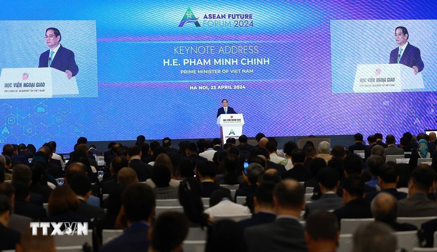 Thủ tướng Phạm Minh Chính phát biểu tại Diễn đàn Tương lai ASEAN 2024. (Ảnh: Dương Giang/TTXVN) Thủ tướng Phạm Minh Chính phát biểu tại Diễn đàn Tương lai ASEAN 2024. (Ảnh: Dương Giang/TTXVN)