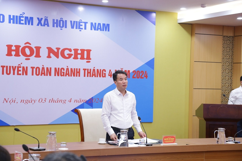 Tổng Giám đốc BHXH Việt Nam Nguyễn Thế Mạnh phát biểu tại Hội nghị.