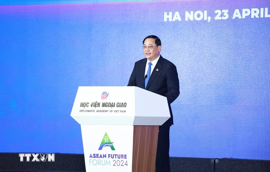Thủ tướng Lào Sonexay Siphandone phát biểu tại Diễn đàn Tương lai ASEAN 2024. (Ảnh: Dương Giang/TTXVN) Thủ tướng Lào Sonexay Siphandone phát biểu tại Diễn đàn Tương lai ASEAN 2024. (Ảnh: Dương Giang/TTXVN)
