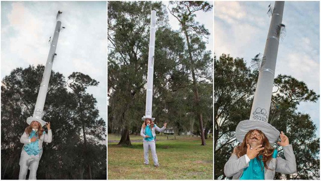 Kỷ lục thuộc về anh Odilon Ozare người Mỹ, lập vào ngày 2/4/2018. Để được ghi tên vào kỷ lục thế giới, Odilon phải vừa đội chiếc mũ cao 4,8 mét vừa đi bộ 10 mét.