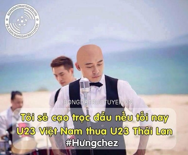 Xôn xao ảnh chế Tuấn Hưng cạo trọc đầu vì U23 VN thua đau