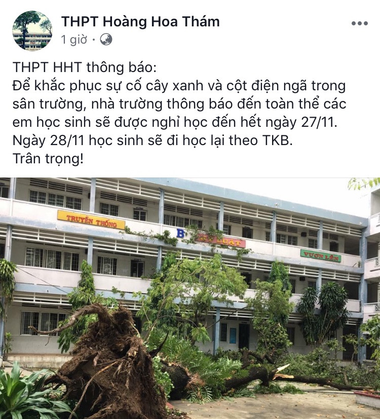 Fanpage của Trường đăng thông báo cho học sinh nghỉ học vào ngày mai, 27/11 Fanpage của Trường đăng thông báo cho học sinh nghỉ học vào ngày mai, 27/11