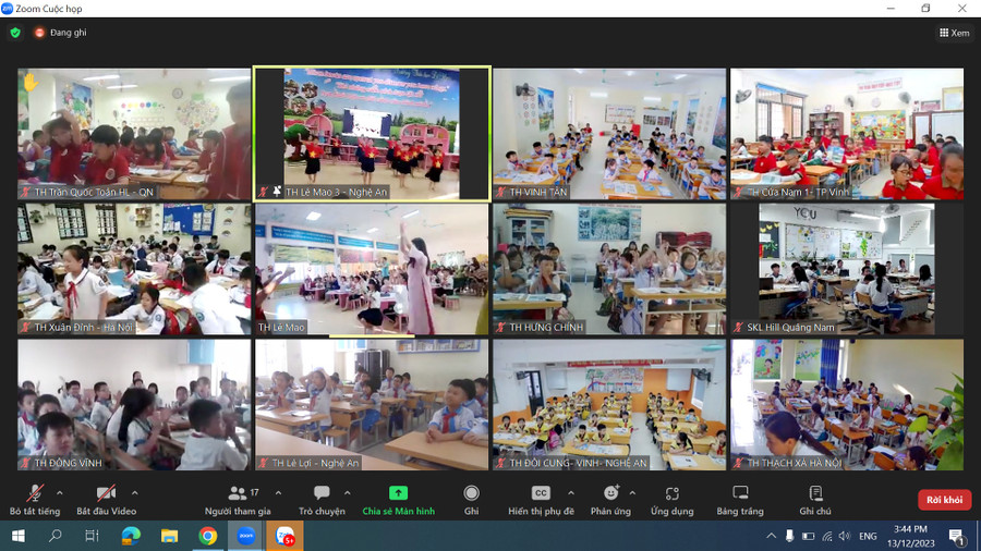 Tiết học có sự kết nối của 25 điểm cầu là các trường tiểu học của nhiều tỉnh, thành trên cả nước. Ảnh: NTCC Tiết học có sự kết nối của 25 điểm cầu là các trường tiểu học của nhiều tỉnh, thành trên cả nước. Ảnh: NTCC