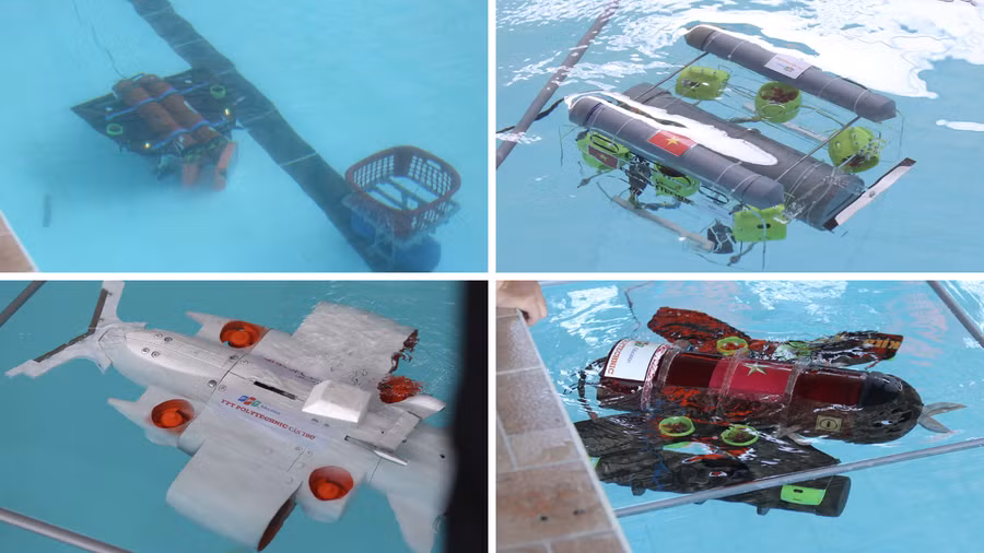 Các mẫu tàu ngầm do sinh viên thiết kế tại Cuộc thi.