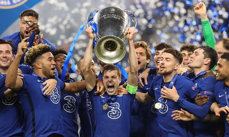 Các cầu thủ Chelsea giành chức vô địch Champions League 2021.