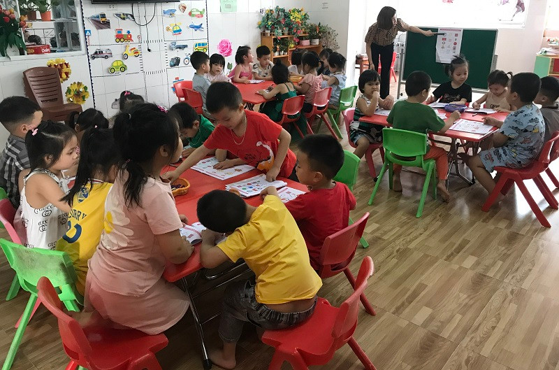 Cô và trò Trường Mầm non Họa My (TP Vinh, Nghệ An). Ảnh: TG Cô và trò Trường Mầm non Họa My (TP Vinh, Nghệ An). Ảnh: TG