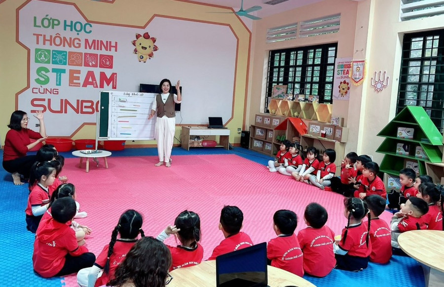 Lớp học STEAM của Trường Mầm non Hoa Hồng (TP Lào Cai, Lào Cai). Ảnh: Hà Thuận Lớp học STEAM của Trường Mầm non Hoa Hồng (TP Lào Cai, Lào Cai). Ảnh: Hà Thuận