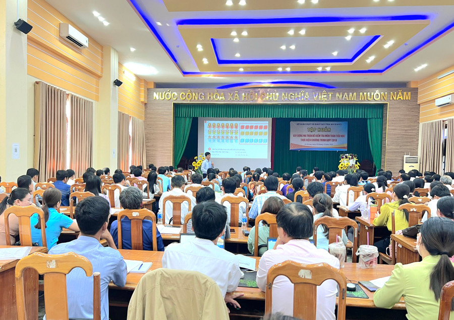An Giang tập huấn xây dựng ma trận đề kiểm tra môn Toán tiểu học thực hiện Chương trình GDPT 2018.