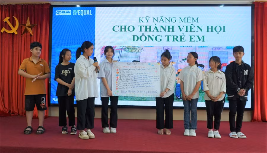 Trẻ tham gia tập huấn Kỹ năng mềm cho thành viên Hội đồng trẻ em cấp tỉnh.