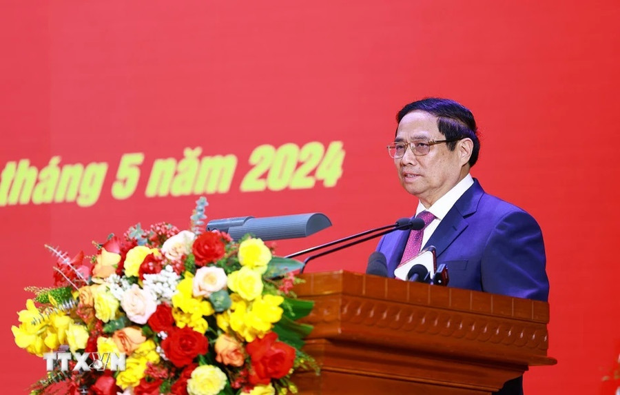 Thủ tướng Phạm Minh Chính phát biểu, chúc mừng cán bộ, chiến sỹ Binh đoàn 12. (Ảnh: Dương Giang) Thủ tướng Phạm Minh Chính phát biểu, chúc mừng cán bộ, chiến sỹ Binh đoàn 12. (Ảnh: Dương Giang)