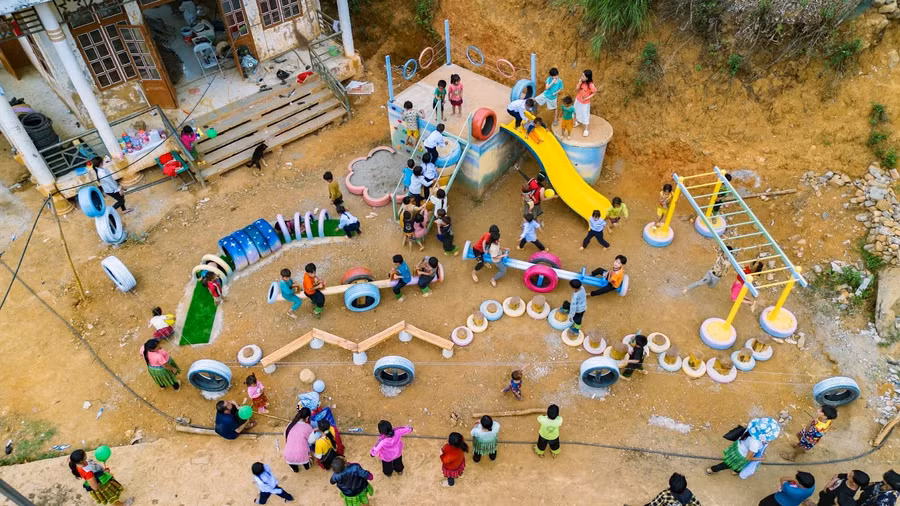 Hệ vận động tại điểm trường Hua Kìm - Sơn La sau khi hoàn thành.