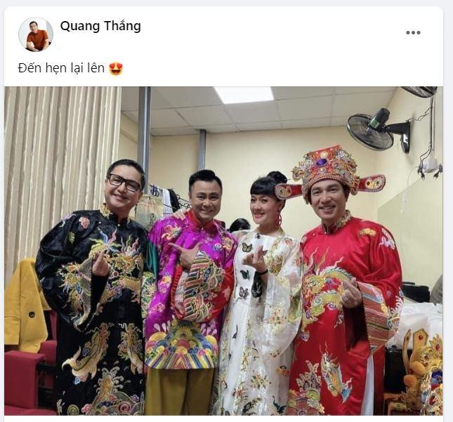 Nghệ sĩ Quang Thắng chia sẻ hình ảnh hậu trường của các Táo trong chương trình Táo Quân.