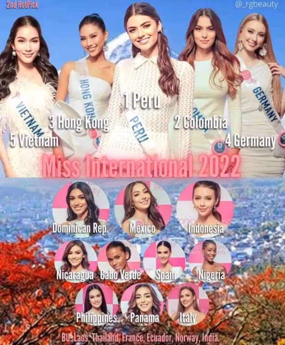 Á hậu Phương Anh được dự đoán đạt kết quả cao trước thềm chung kết Miss International 2022. Á hậu Phương Anh được dự đoán đạt kết quả cao trước thềm chung kết Miss International 2022.