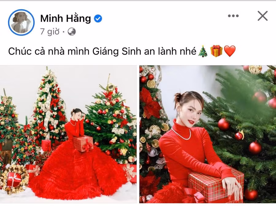 Nữ ca sĩ Minh Hằng gửi lời chúc Giáng sinh an lành tới tất cả mọi người.