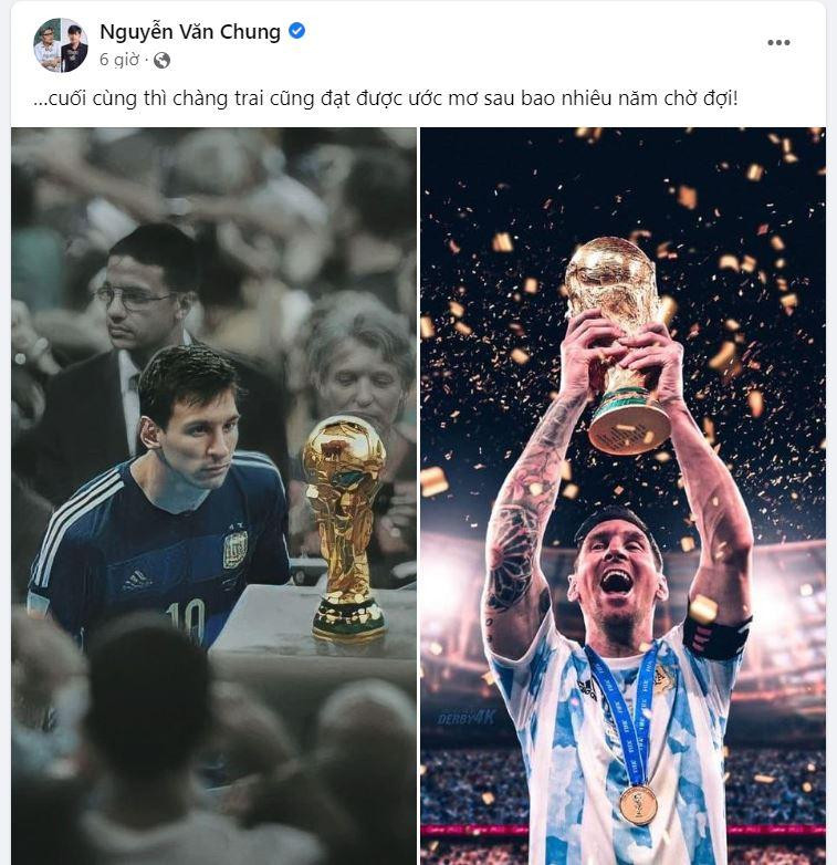 Nhạc sĩ Nguyễn Văn Chung chia sẻ: “…cuối cùng thì chàng trai cũng đạt được ước mơ sau bao nhiêu năm chờ đợi!". Nhạc sĩ Nguyễn Văn Chung chia sẻ: “…cuối cùng thì chàng trai cũng đạt được ước mơ sau bao nhiêu năm chờ đợi!".