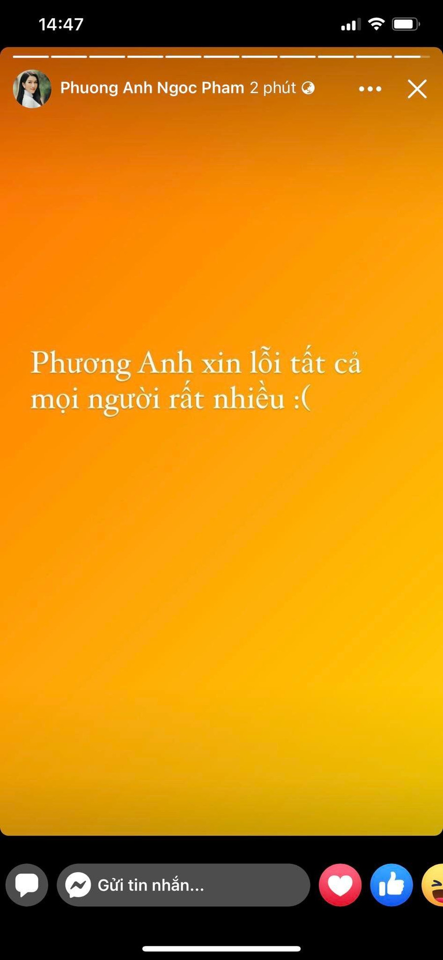 Phương Anh gửi lời xin lỗi tới mọi người sau khi trượt Top 15 Miss International 2022. Phương Anh gửi lời xin lỗi tới mọi người sau khi trượt Top 15 Miss International 2022.