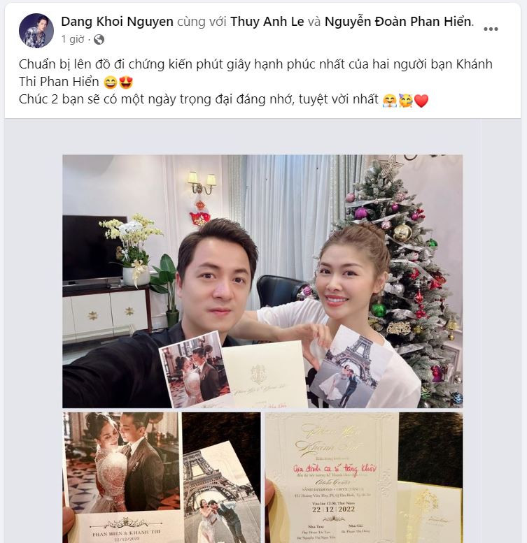 Vợ chồng Đăng Khôi đã chuẩn bị từ rất sớm để tới chung vui cũng như chúc phúc cho hai người bạn của mình.