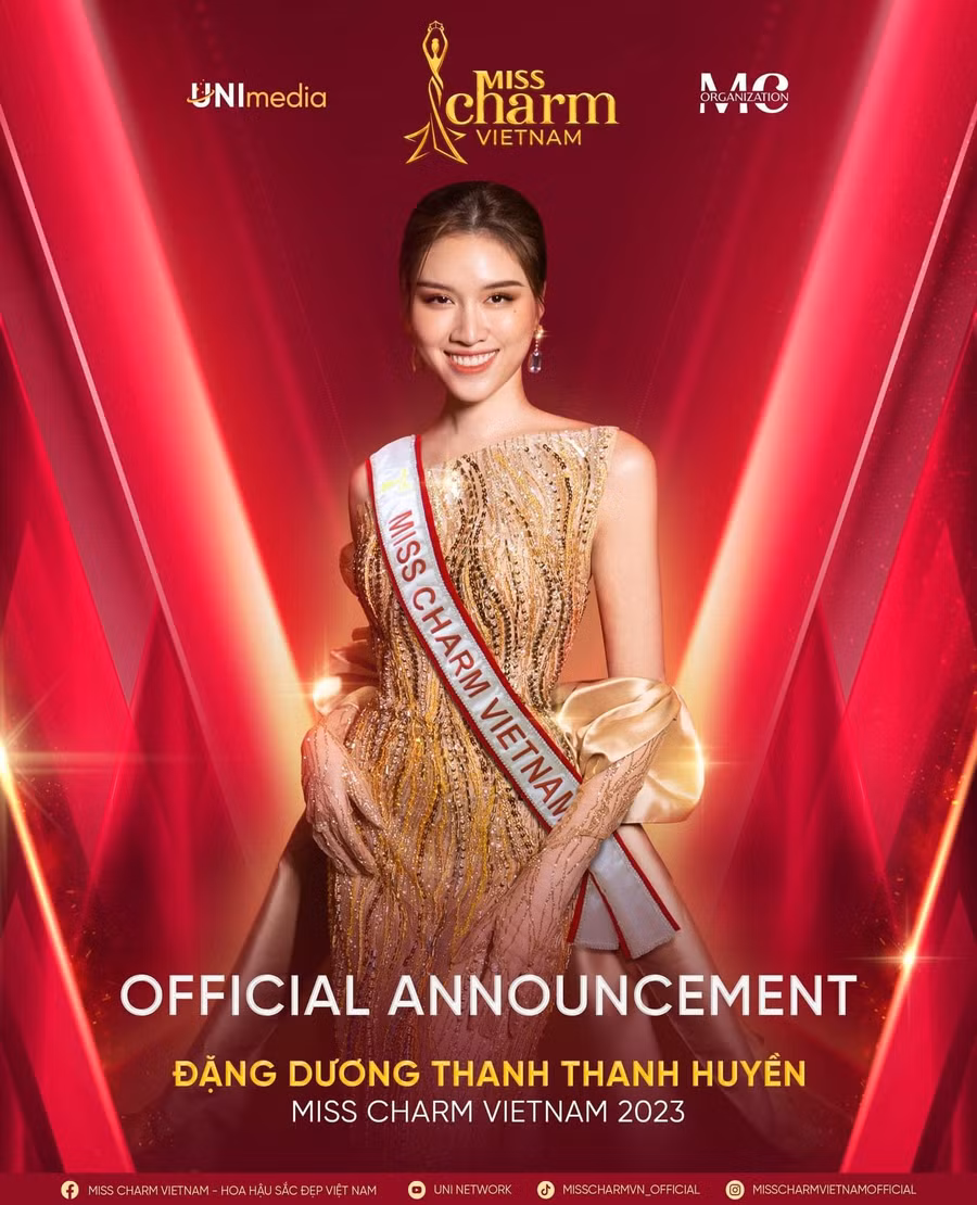 Thanh Thanh Huyền đã trở thành đại diện Việt Nam tại cuộc thi Hoa hậu Sắc đẹp Quốc tế 2023 (Miss Charm 2023).