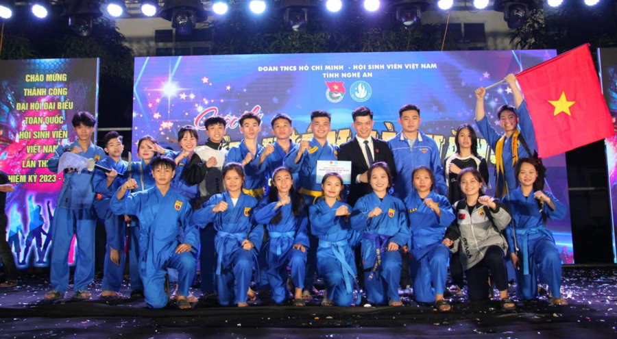 Học sinh Trường THPT DTNT tỉnh Nghệ An (TP Vinh, Nghệ An) tham gia cuộc thi võ thuật. Ảnh NTCC. Học sinh Trường THPT DTNT tỉnh Nghệ An (TP Vinh, Nghệ An) tham gia cuộc thi võ thuật. Ảnh NTCC.