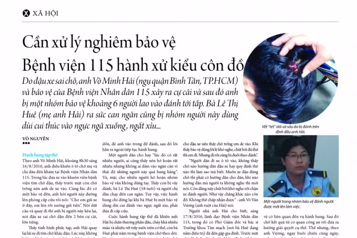 Cần xử lý nghiêm bảo vệ Bệnh viện 115 hành xử kiểu côn đồ