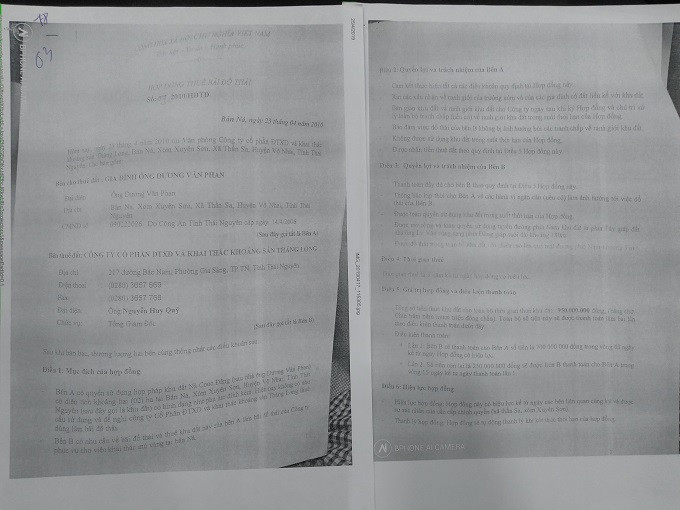 Một trong những bản hợp đồng thuê đất rừng đặc dụng để đổ thải, chính quyền coi như doanh nghiệp không có tội
